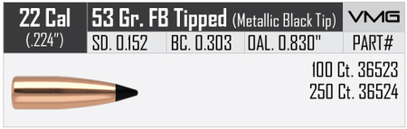 Nosler Varmageddon 22 53 gr/3,4 g FB Tipped 100 kpl