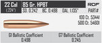 Nosler RDF 22 85 gr/5,5 g HPBT  100 kpl
