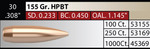 Nosler Custom Competition 30 155 gr/10,0 g  1000 kpl
