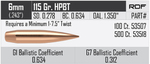 Nosler RDF 6 mm 115 gr/7,5 g HPBT  100 kpl
