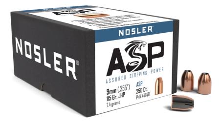 Nosler ASP 9 mm (.355) JHP 115 gr/7,45 g 250 kpl ERVA