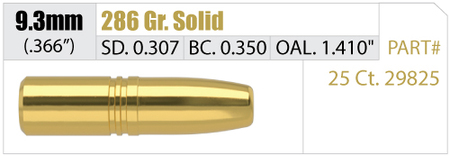 Nosler Solid 9,3 mm 286 gr/18,5 g  25 kpl